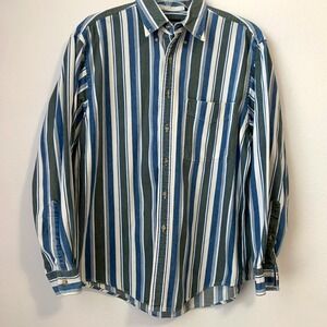 Vintage 90's Lands End Mens 15 - 15 1/2 Button Down Striped Shirt Made In USA